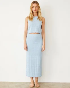 MONROW Crochet Knit Tank SOFTBLUE Best